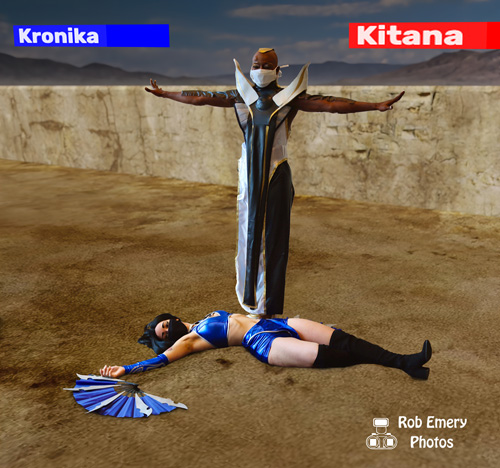 Kronika defeats Kitana in Mortal Kombat